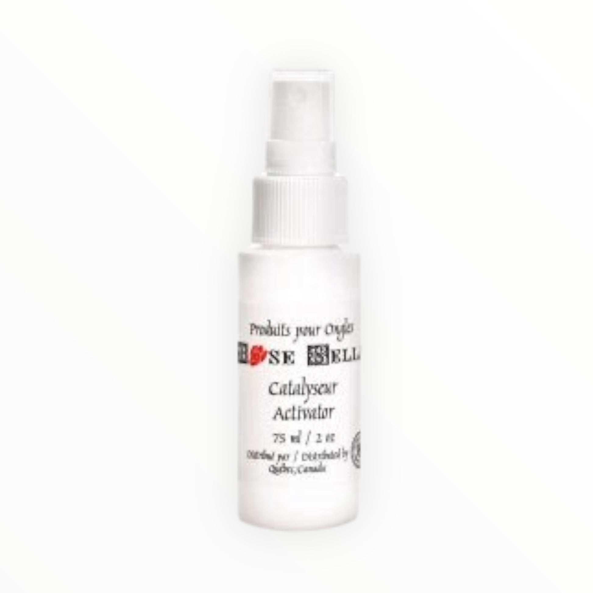 Catalyseur 2oz de la marque Rose Bella en vaporisateur. Catalyseur sans fréon, ne causera aucune sensation d'échauffement sur la plaque de l'ongle.  Aucun jaunissement à long terme. (7216319561794)
