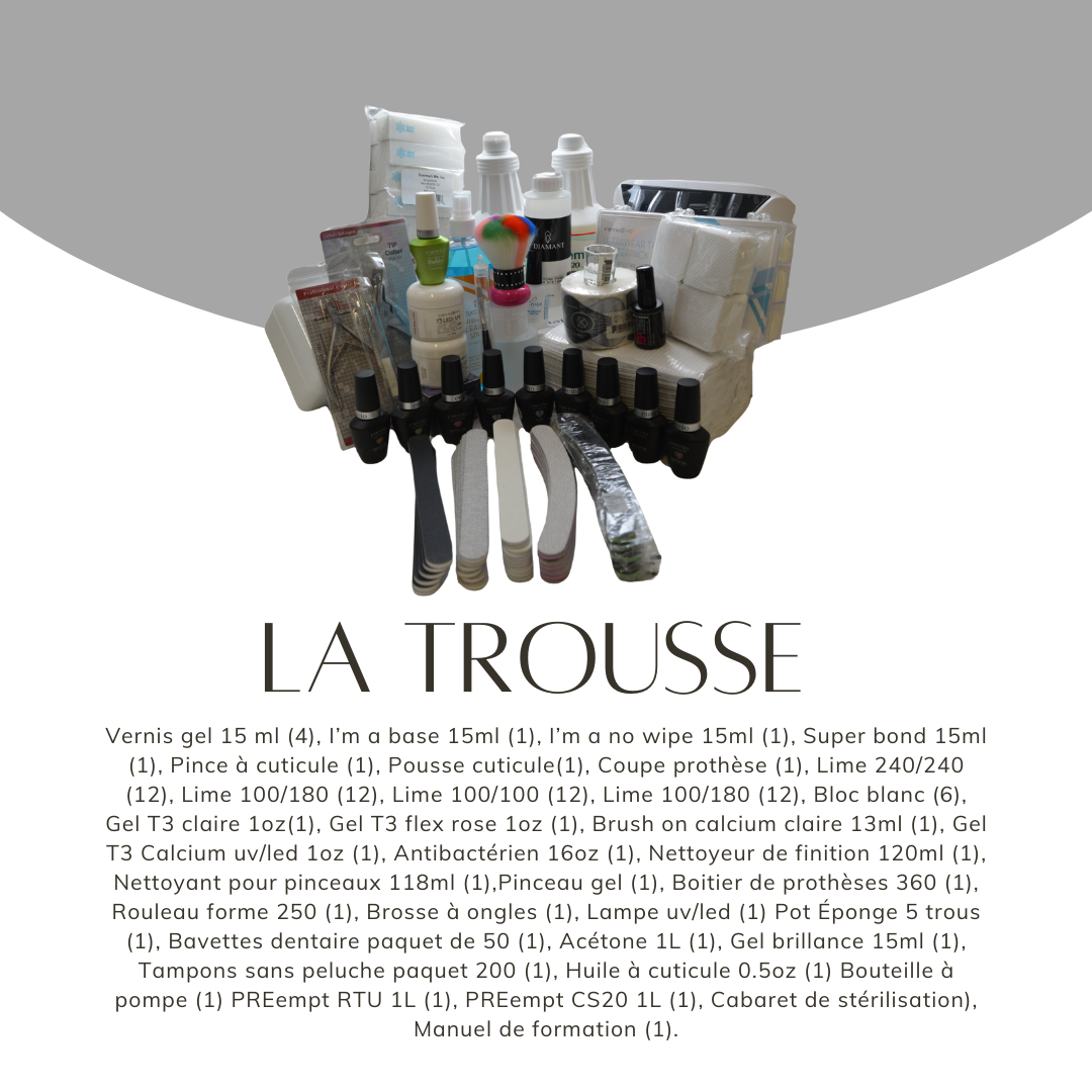Trousse professionnelle incluse avec la formation Gel UV – Académie BEL