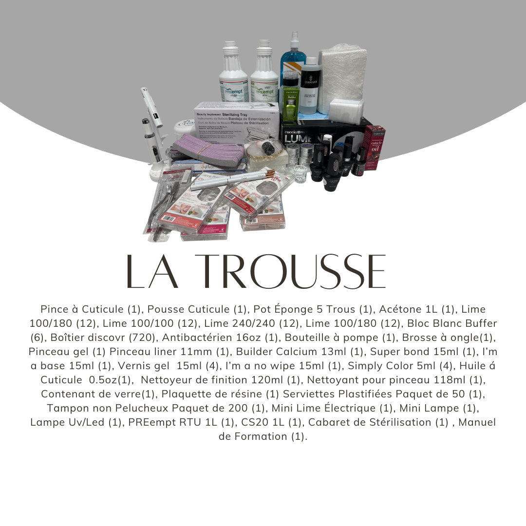 Trousse professionnelle incluse avec la formation Pose américaine – Académie BEL