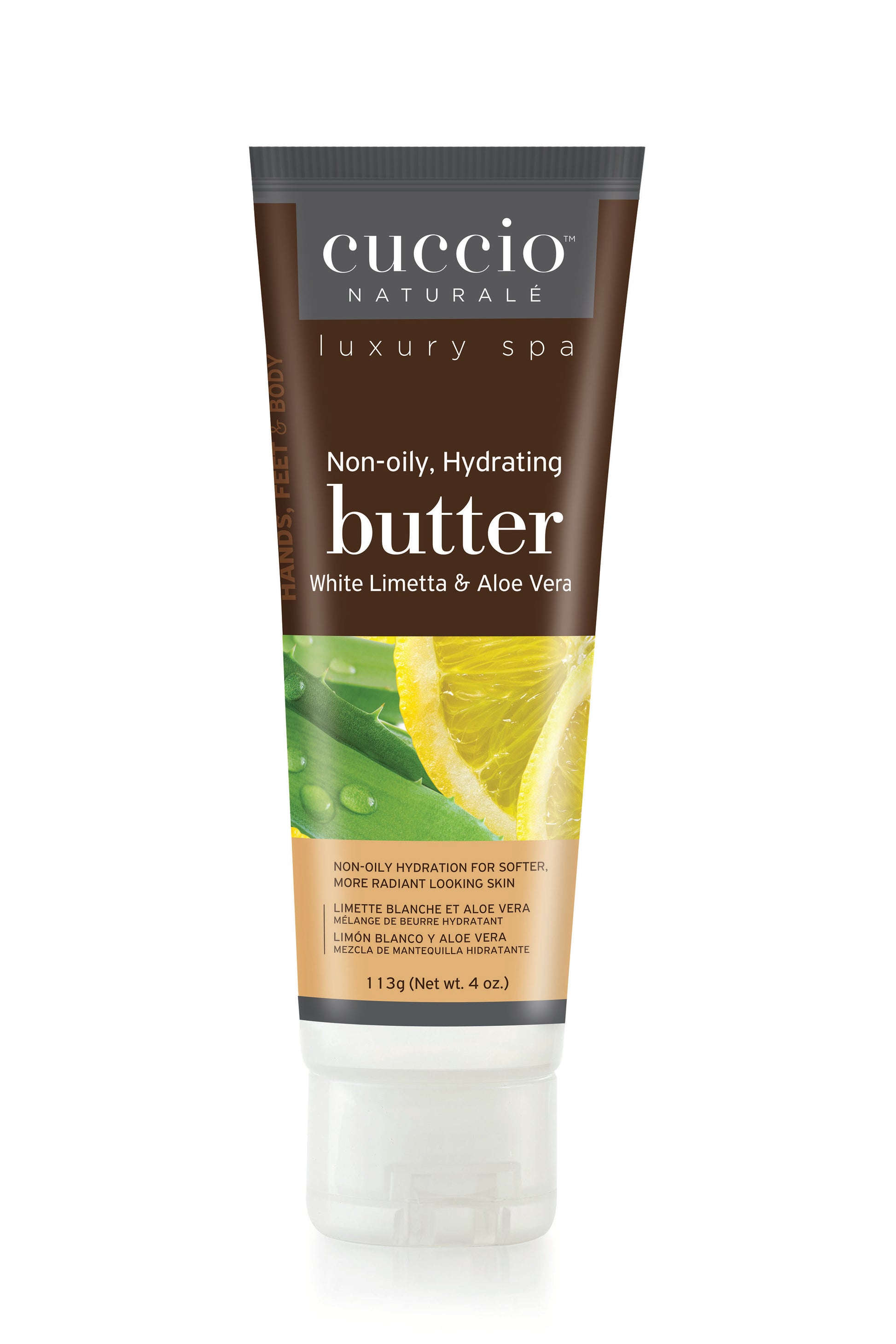 Beurre Limette Blanche et Aloe Vera de la marque Cuccio pour les mains, pieds et corps format 4oz. (7278377599042)