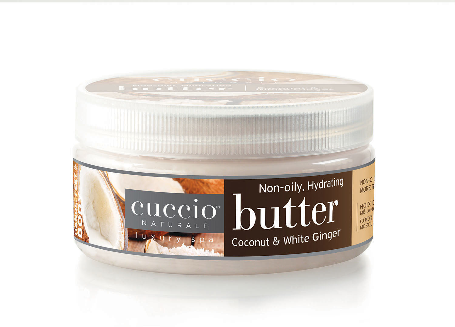 Beurre Noix Coco et Gingembre de la marque Cuccio pour les mains, pieds et corps format 8oz. (7278381924418)