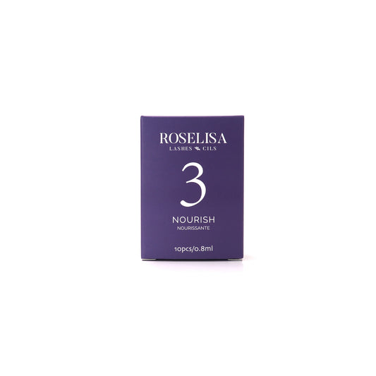 Solution #3 -nutritive de la marque Roselisa. Cette lotion est la dernière étape du système LIFT qui hydratera les cils et sourcils naturels.